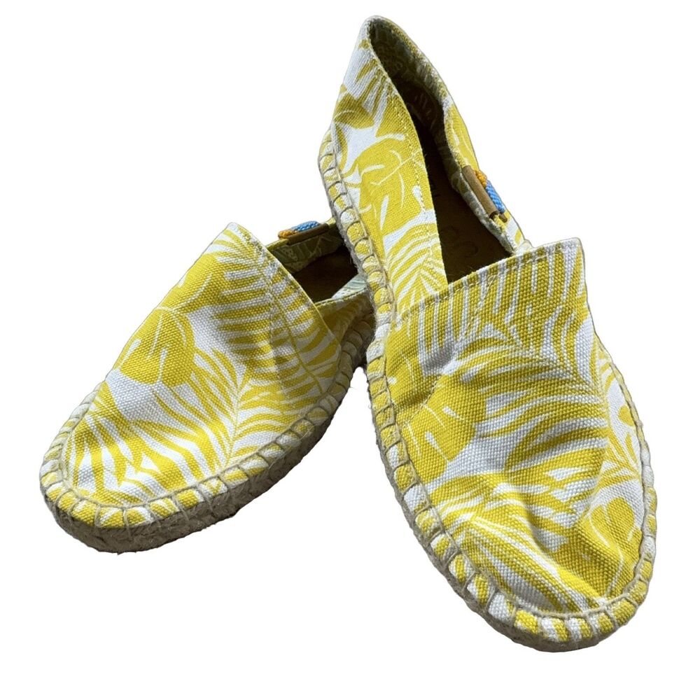 UBUNTU Shoes Women 8W Yellow Afridrille Espadrille Slip-On Flats Tropical